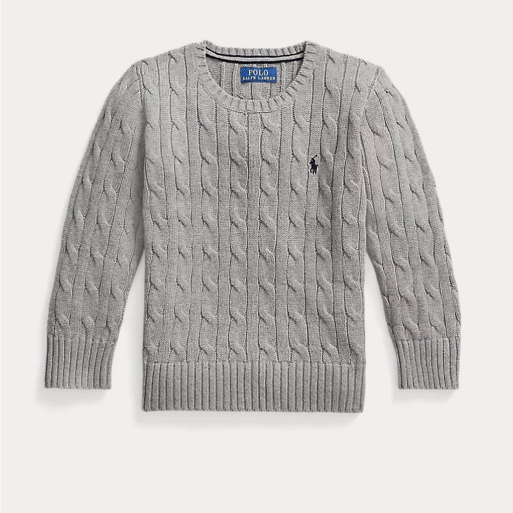 NWT Polo by Ralph Lauren Light Gray Cable Knit Sweater